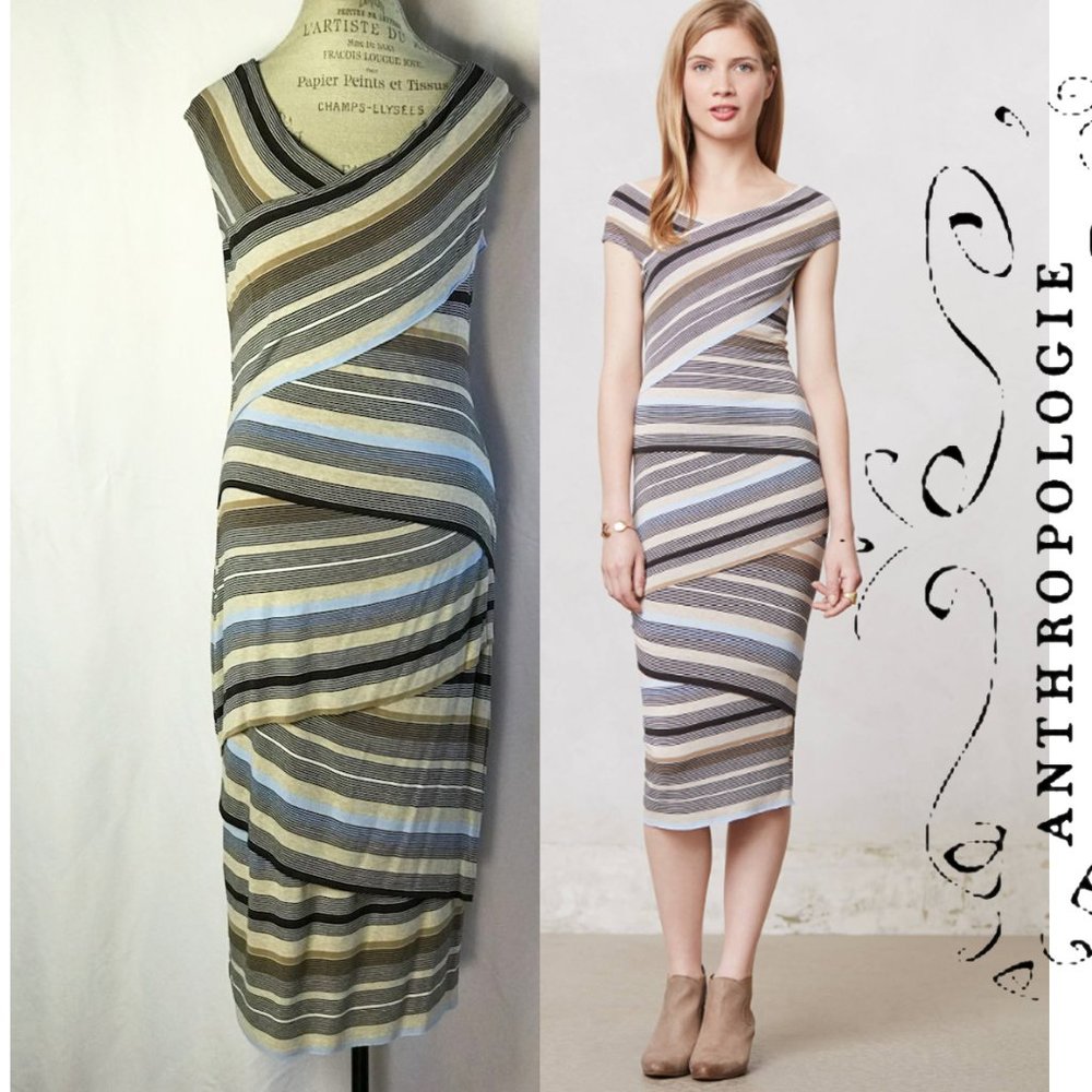 Anthropologie French Striped Column Sheath Dress By Bailey 44 Size XL